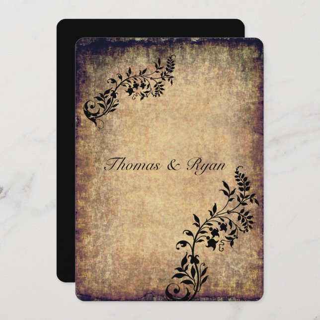 Invitación País rústico, papel del vintage, casando la (Anverso / Reverso)