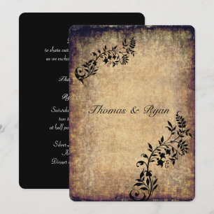 Invitación País rústico, papel del vintage, casando la