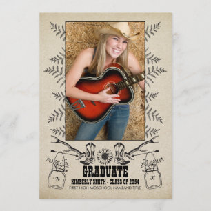 Invitación País Rústico Partido de Graduación de Fotografía