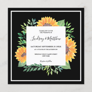 Invitación País Sunflower Boda Negro