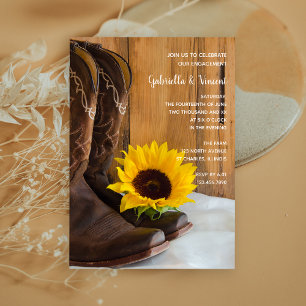 Invitación País Sunflower Western Engagement Barn Fiesta