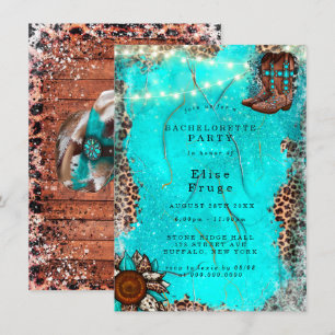 Invitación País Turquesa Cowboy Boots Bachelorette