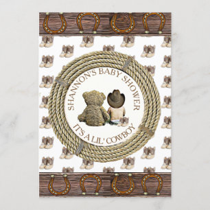 Invitación País vaquero de Lil' y Baby Shower occidental