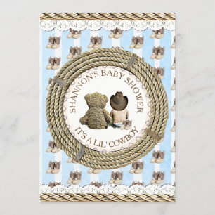 Invitación País vaquero de Lil' y Baby Shower occidental