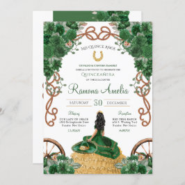 Invitación País verde esmeralda Charro occidental Quinceanera