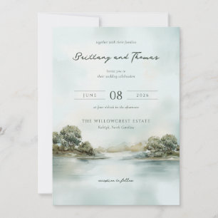 Invitación Paisaje Acuarela Azul Tranquilo