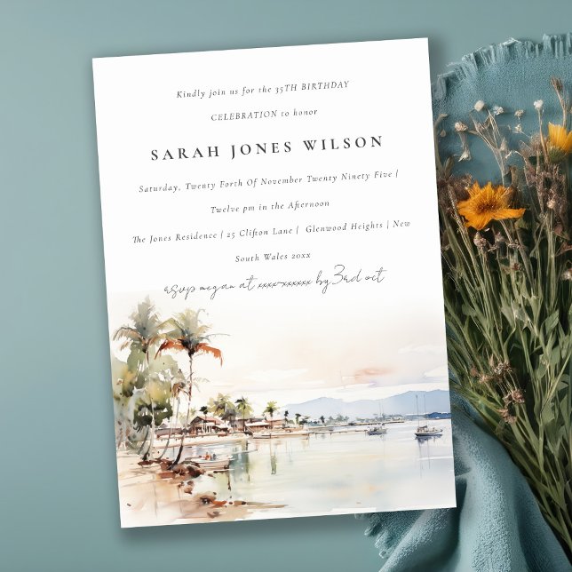 Invitación Paisaje acuático de Montego Bay Jamaica Cumpleaños (Subido por el creador)