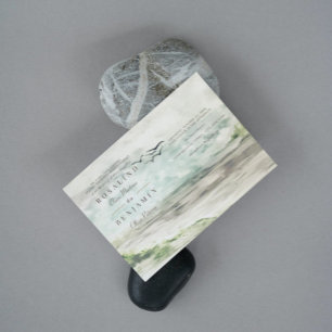 Invitación Paisaje acuático romántico 3 fotos Boda