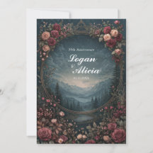 Paisaje Alpino Escénico Floral Malva Óvalo Boda