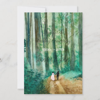 Invitación Paisaje arbolado de acuarela boda
