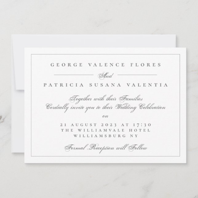 Invitación Paisaje Caligrafía Formal Boda Elegante (Anverso)