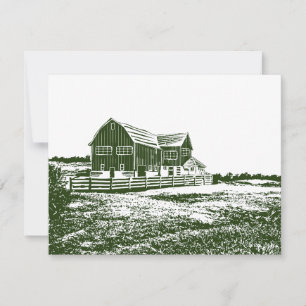 Invitación Paisaje campestre estilo madera casa de campo