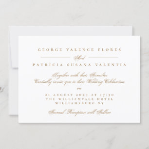 Invitación Paisaje Caramel de oro caligrafía formal elegante