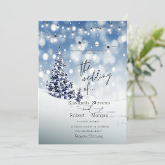Invitación Paisaje de árbol de pino invernal Boda de nieve