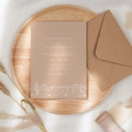 Invitación Paisaje de boda Desert Sand Beige Cactus