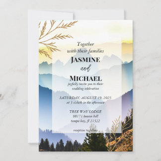 Invitación Paisaje de colinas rodantes de Montaña de Oro