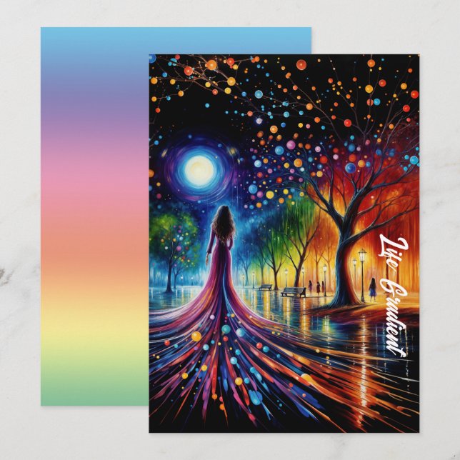 Invitación Paisaje de ensueño colorido gradiente de fantasía  (Anverso / Reverso)