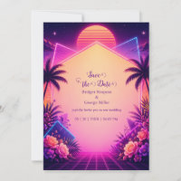 Paisaje de ensueño de boda neón puesta de sol retr