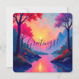 Invitación Paisaje de Fantasía Soñadora con Puesta de Sol Ros