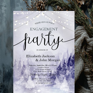 Invitación Paisaje de invierno violeta nieve compromiso  