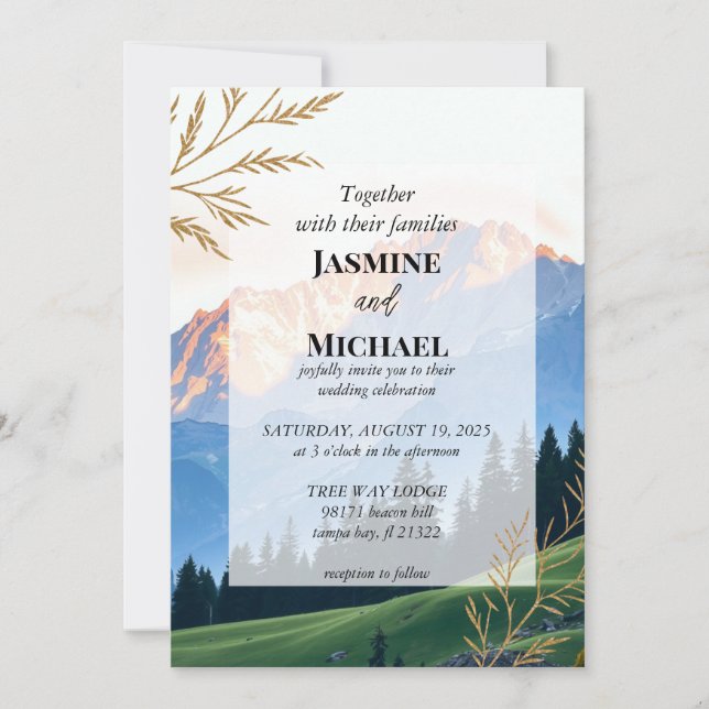 Invitación Paisaje de la Montaña de Oro (Anverso)