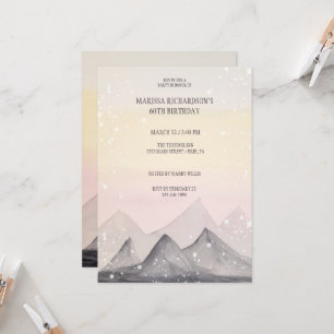 Invitación Paisaje de Montaña Alta Acuarela Pintado a Mano