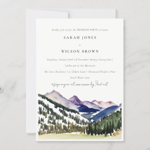 Invitación Paisaje de montaña de nieve rocosa, fiesta de fin