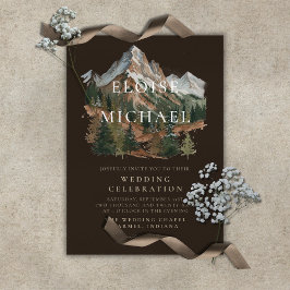 Invitación Paisaje de Montaña Nevada Rústica Boda Acuarela