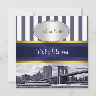 Invitación Paisaje de NYC Puente de Brooklyn Azul Blanco Show