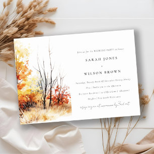 Invitación Paisaje de otoño amarillo óxido Plaid fin de seman
