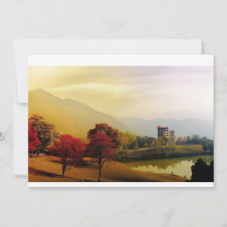 Invitación Paisaje de otoño tranquilo con el lago Serene