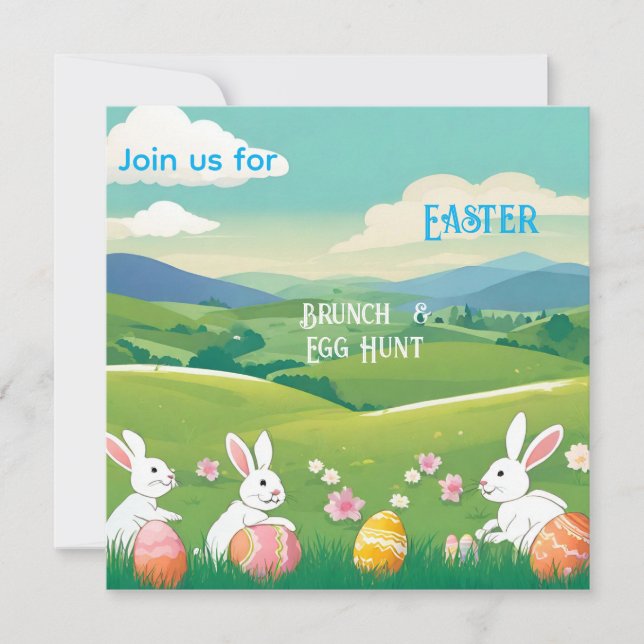 Invitación Paisaje de Pascua - Cacería de Brunch&Egg (Anverso)