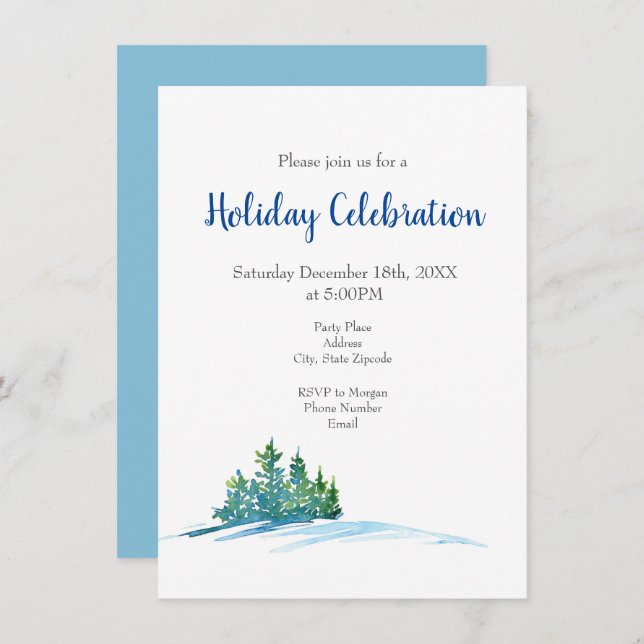 Invitación Paisaje de Pinos Acuarelas (Anverso / Reverso)