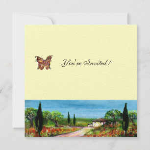 Invitación paisaje de toscana 4,crema de fieltro verde amaril