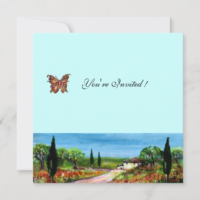 Invitación PAISAJE DE TOSCANA 4,negro verde amarillo (Anverso)