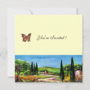 Invitación PAISAJE DE TOSCANA 5,verde amarillo blanco