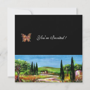Invitación PAISAJE DE TOSCANA 5,verde amarillo negro