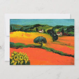 Invitación PAISAJE DE TOSCANA, azul verde amarillo naranja