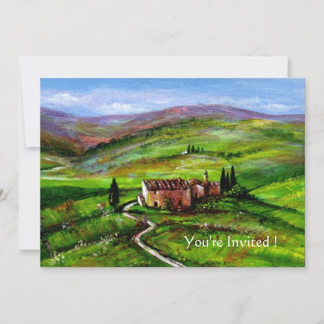 INVITACIÓN PAISAJE DE TOSCANA CON COLINAS VERDES (Anverso)