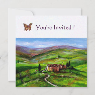 INVITACIÓN PAISAJE DE TOSCANA CON COLINAS VERDES