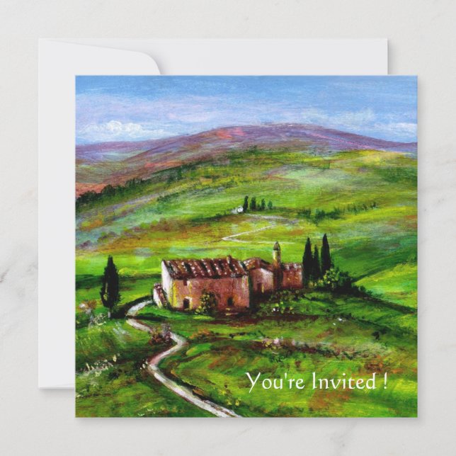 INVITACIÓN PAISAJE DE TOSCANA CON COLINAS VERDES (Anverso)