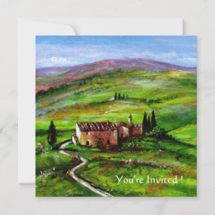 INVITACIÓN PAISAJE DE TOSCANA CON COLINAS VERDES