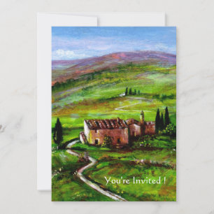 INVITACIÓN PAISAJE DE TOSCANA CON COLINAS VERDES