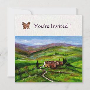 Invitación PAISAJE DE TOSCANA CON COLINAS VERDES Papel de fi