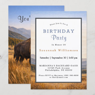 Invitación Paisaje de Vida Silvestre Cumpleaños de Bisonte Am