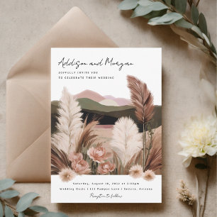 Invitación Paisaje del desierto Neutral de Grass Pampas Boho