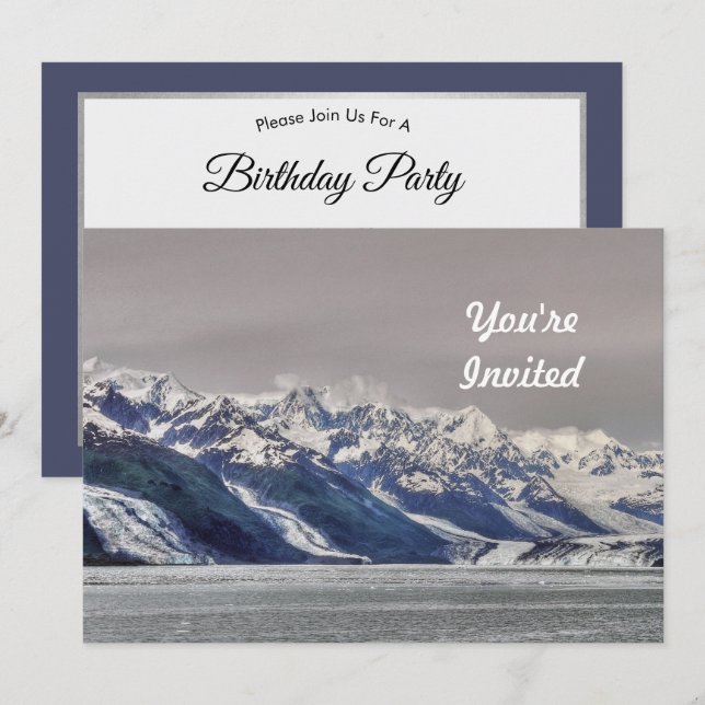 Invitación Paisaje del Glaciar Alaska Fjord Foto Cumpleaños (Anverso / Reverso)