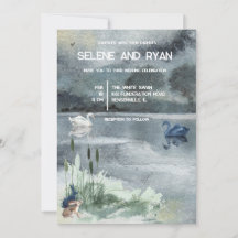 Paisaje del lago con cisnes Boda