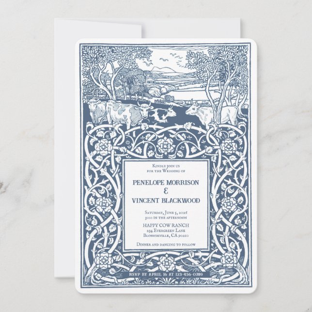 Invitación Paisaje del Rancho de Boda de Campo (Anverso)