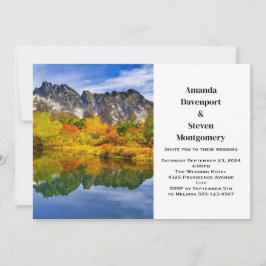Invitación Paisaje Escénico Montañas Lago Bosque Boda